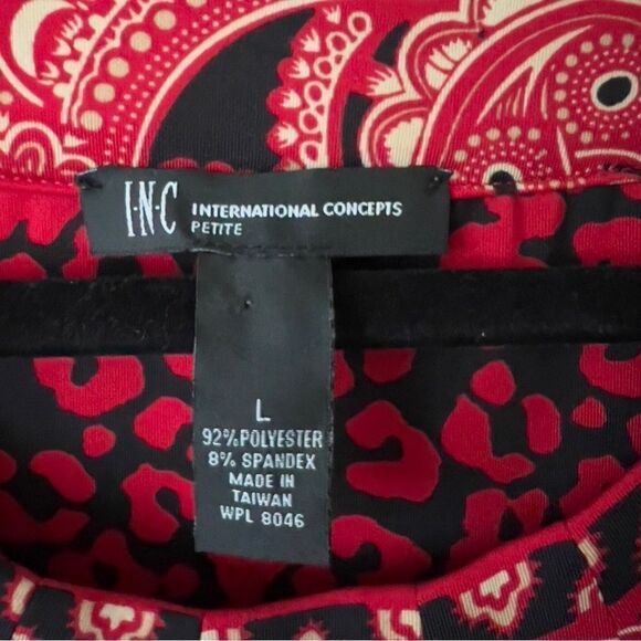 INC Women’s Sleeveless Black Red Cheetah Print Stretch Dress Large Petite - Picture 3 of 7